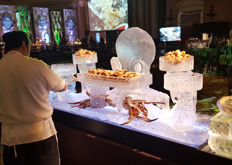 functional ice sculpture food bar