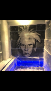ice sculpture face in wall